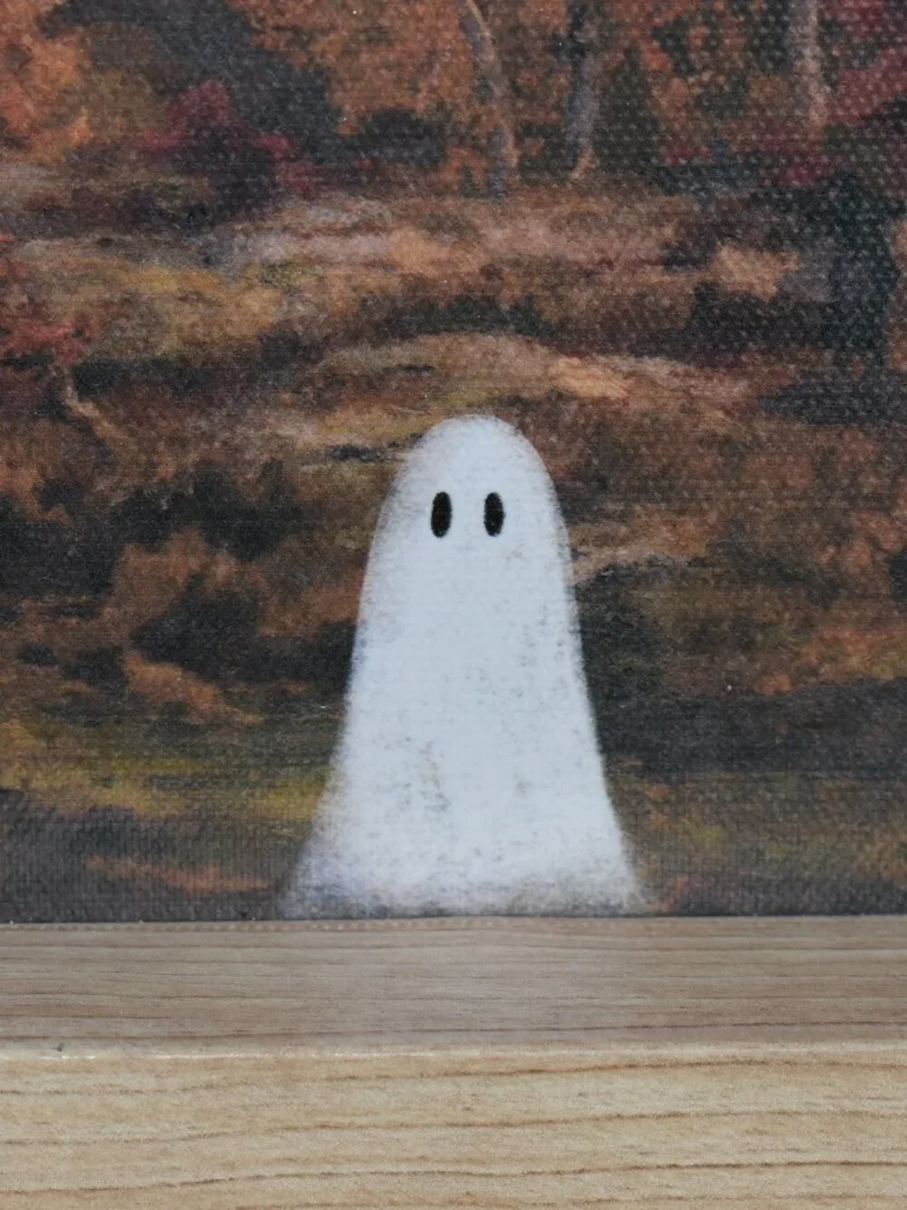 Cottage Farmhouse Framed Ghost Forest Picture Wall Art Fall Halloween Decor